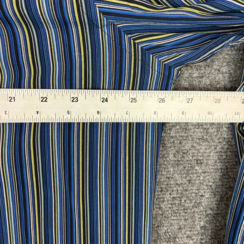Perry Ellis Mens Size XL Long Sleeve Button Down Shirt Multicolor Striped Cotton